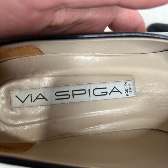 y2k Via Spiga Black Patent Leather Pointed Toe Heels Vintage Pumps Size 7 - Picture 5 of 9